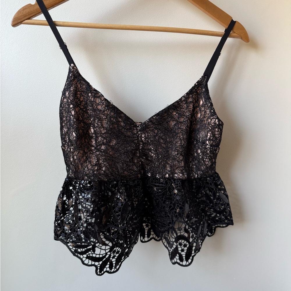 ALEXIS Lace Sequin Cami Top Babydoll Party Festival Fairy Grunge Whimsigoth XS